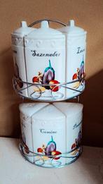 Vintage Kruidenrek met Keramische Potjes, Huis en Inrichting, Keuken | Keukenbenodigdheden, Ophalen of Verzenden, Gebruikt