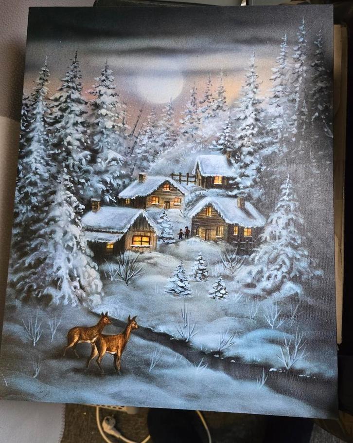 Mooi schilderij met verlichting, Diversen, Kerst, Nieuw, Ophalen of Verzenden