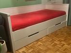 Nette bedbank met lades 90 x 200 (IKEA Hemnes lookalike), Huis en Inrichting, Ophalen, Eenpersoons, Wit, Zo goed als nieuw