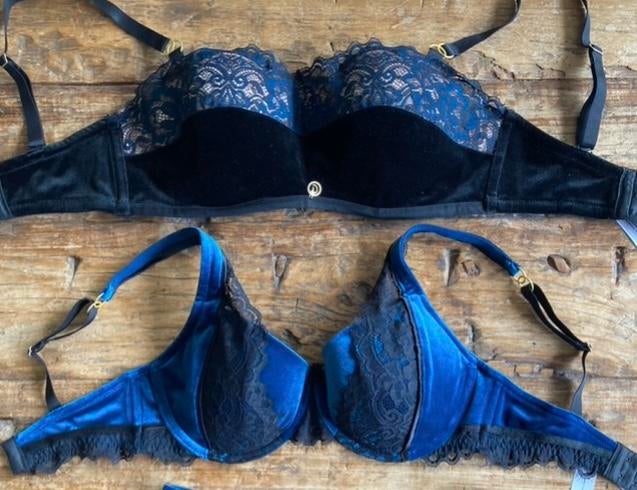 Doutzen beugel bh maat 75 E blauw met zwart kant, Ophalen of Verzenden, Blauw, BH