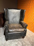 Runderleren Vintage Oorfauteuil Merk Rofra, Gebruikt, Stoer Industrieel, Rofra, Leer