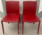 2x Leren eetkamerstoel (86 x 45 x 50 cm, PU leer (?) |rood), Huis en Inrichting, Stoelen, Ophalen, Metaal, Zo goed als nieuw, Rood