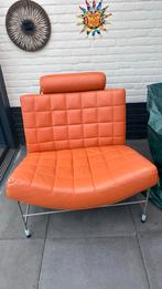 Leolux Volare Fauteuil - Oranje Leer, Perfecte Staat, Huis en Inrichting, Ophalen, Zo goed als nieuw, 75 tot 100 cm, Leer