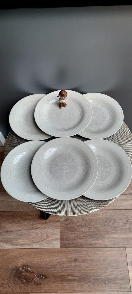 6 Vintage Ikea Anne Nilsson grote Swirl design diner borden, Huis en Inrichting, Keuken | Servies, Gebruikt, Bord(en), Overige stijlen