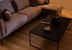 Massief eiken salontafel met ijzeren zwart frame, Huis en Inrichting, Tafels | Salontafels, Ophalen, 100 tot 150 cm, 50 tot 100 cm