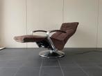 Mooie bruine stoffen elektrische relax fauteuil, Huis en Inrichting, Fauteuils, Ophalen, Gebruikt, Minder dan 75 cm, Nvt