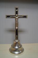 624 Mooi  zeer oud staand kruisje Corpus op ingelegd hout, Ophalen of Verzenden, Zo goed als nieuw, Beeld(je), Christendom | Katholiek