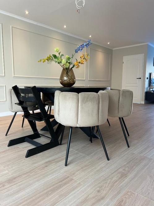 Eetkamerstoelen velvet beige 5 stuks, Huis en Inrichting, Stoelen, Zo goed als nieuw, Vijf, Zes of meer stoelen, Stof, Overige kleuren