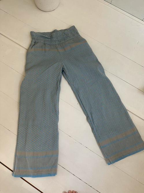 Cecilie Bahnsen Deens design broek blauw/creme M, Kleding | Dames, Broeken en Pantalons, Zo goed als nieuw, Blauw, Ophalen of Verzenden