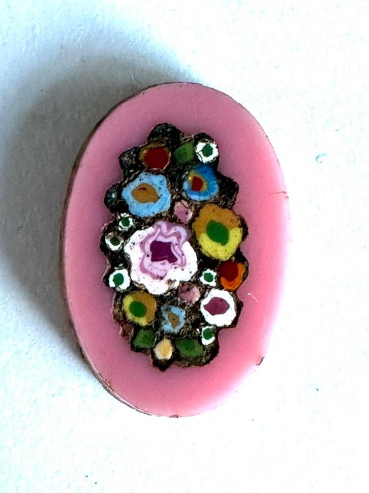 Antiek Victoriaaans Italiaans Micro mozaiek cabachon, Sieraden, Tassen en Uiterlijk, Antieke sieraden, Overige typen, Overige materialen