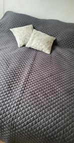 Antraciet Sprei 260x260 inclus. kussens, Huis en Inrichting, Wit, Overige typen, Tweepersoons, Ophalen of Verzenden