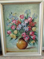 Schilderij bloemen in vaas, gesigneerd v.d. Linde, Ophalen