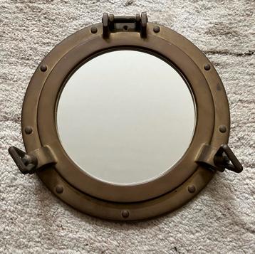 Decoratieve spiegel in patrijspoort, messing, 30 cm beschikbaar voor biedingen