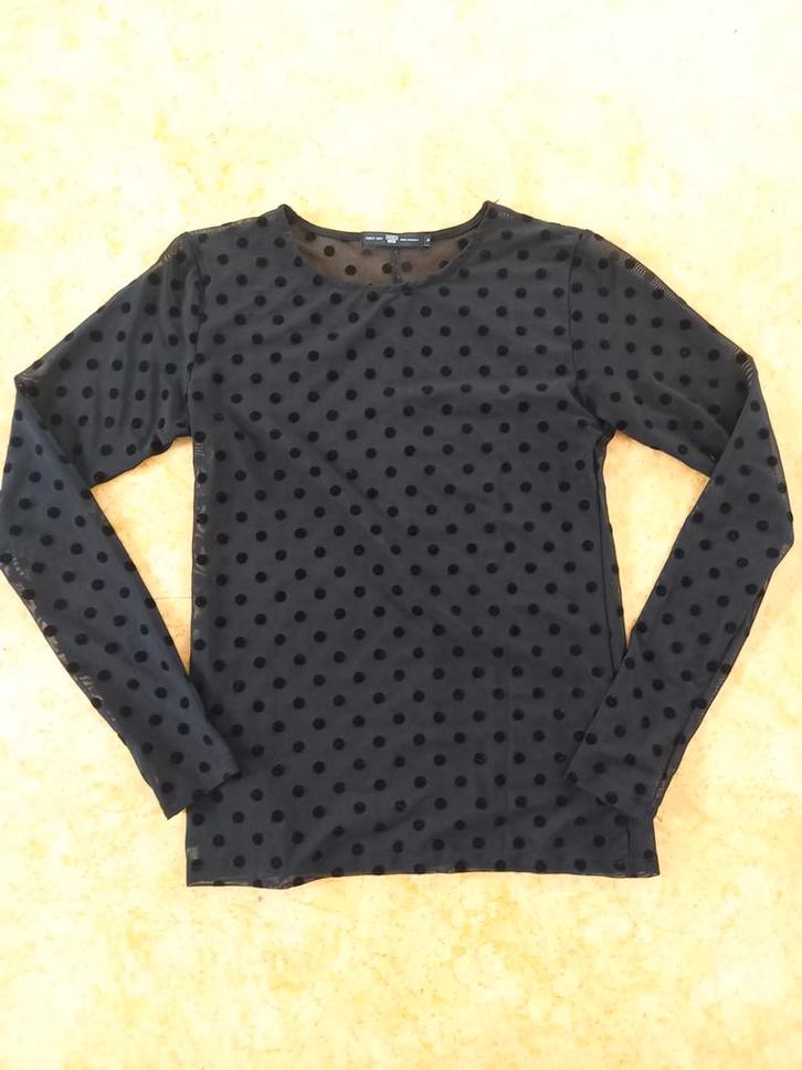 America today transparante polkadot shirt zwart M, Kleding | Dames, Tops, Zo goed als nieuw, Maat 38/40 (M), Zwart, Lange mouw