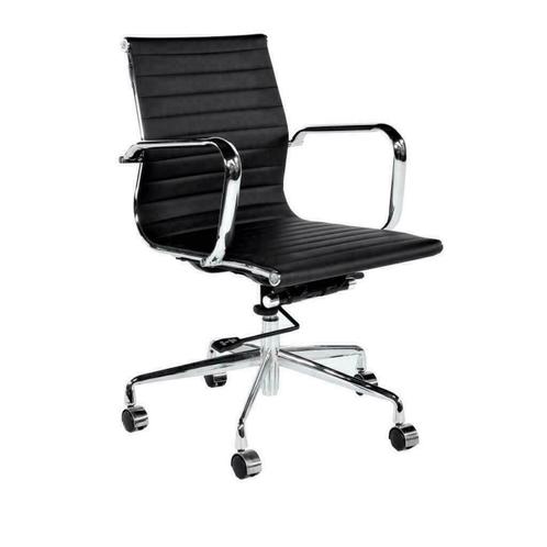 MN Kantoormeubelen Look Verrijdbare Vergaderstoel Zwart Chro, Huis en Inrichting, Stoelen, Nieuw, Vijf, Zes of meer stoelen, Zwart