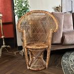 Pauwenstoel rotan bohemian vintage, Huis en Inrichting, Stoelen, Ophalen of Verzenden, Zo goed als nieuw, Bruin, Eén