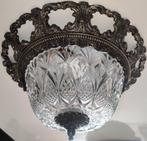 2xVintage barok Spaanse plafonlamp Brons met geslepen krista, Antiek en Kunst, Antiek | Lampen, Ophalen of Verzenden