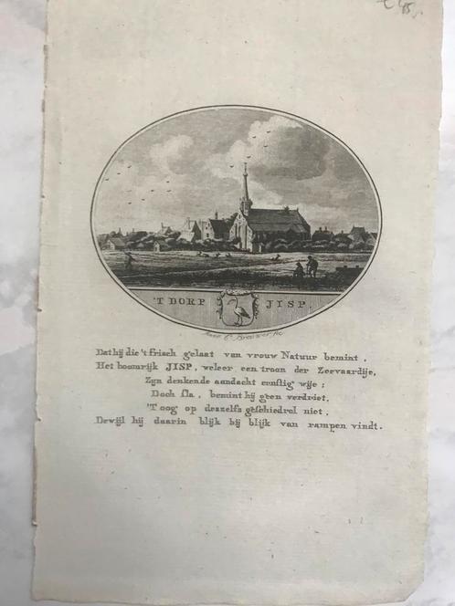 Gravure ---'t Dorp Jisp, Brouwer, Anna Catharina, 1796, mooi, Antiek en Kunst, Kunst | Etsen en Gravures, Ophalen of Verzenden
