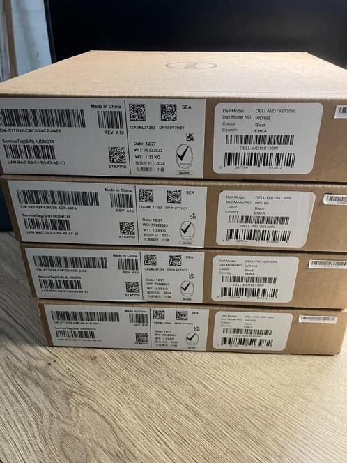 4x Dell Docking Station USB-C WD19S incl. 130w oplader nieuw, Computers en Software, Dockingstations, Nieuw, Docking station, Laptop