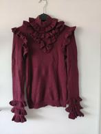 Reinders ruffle trui bordeaux rood - paars XS 34 als nieuw, Kleding | Dames, Truien en Vesten, Maat 34 (XS) of kleiner, Ophalen of Verzenden