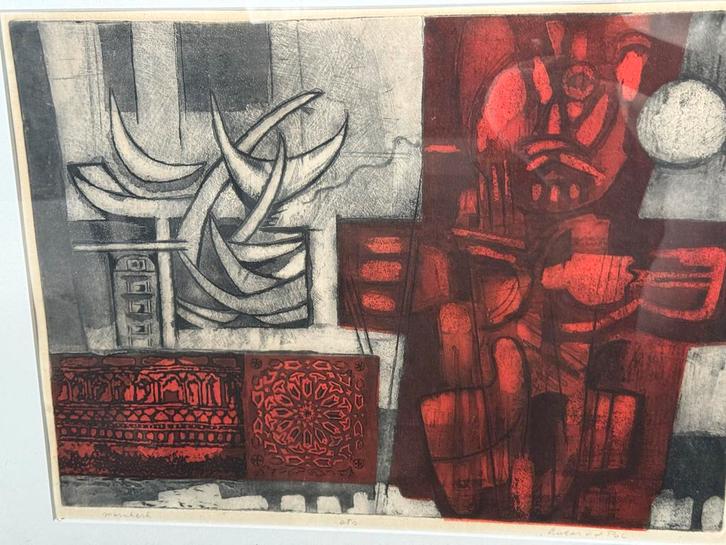 Abstracte ets van Lucas van de Pol, Antiek en Kunst, Kunst | Etsen en Gravures, Ophalen of Verzenden