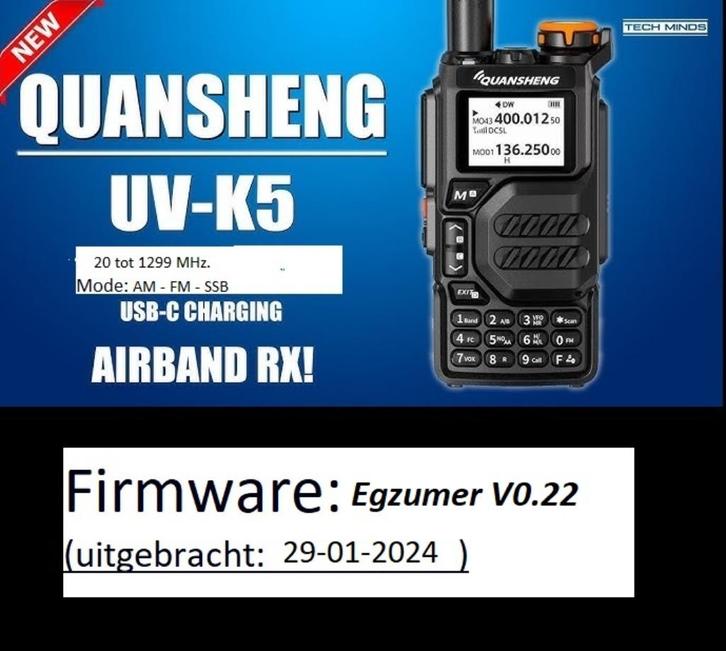 QUANSHENG UV-K5 (Firmware: Egzumer V0.22), Telecommunicatie, Portofoons en Walkie-talkies, Nieuw, Portofoon of Walkie-talkie, 2 to 5 km
