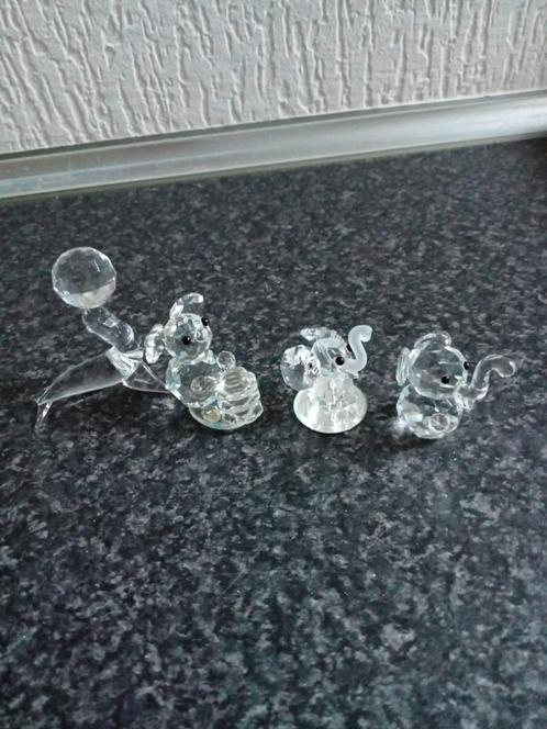 4 kristallen beeldjes zeeleeuw, 2xolifant, beertje+honingpot, Antiek en Kunst, Antiek | Glas en Kristal, Ophalen of Verzenden