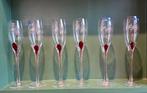 7 Vintage Luminarc Domino red drop Champagne flutes, Glas of Glazen, Ophalen of Verzenden, Overige stijlen, Glas