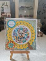 Kaartje verjaardag hondje met bloemen, Hobby en Vrije tijd, Kaarten | Zelfgemaakt, Ophalen of Verzenden, Nieuw, Overige thema's