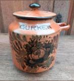 Vintage Duitse aardewerk pot met deksel, Ophalen of Verzenden