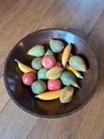 Houten Fruitschaal met Houten Fruit, Gebruikt, Schaal, Rond, Ophalen of Verzenden