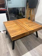 Houten Salontafel met Stalen Onderstel - 80x80 cm, Vierkant, Zo goed als nieuw, Minder dan 50 cm, Overige houtsoorten