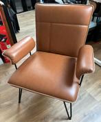 Cognac leren stoel, Huis en Inrichting, Fauteuils, Ophalen, Gebruikt, Minder dan 75 cm, Leer
