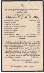pastoor Adrianus Hordijk 1859 Vessem + 1921 Cleve / Veghel, Verzenden