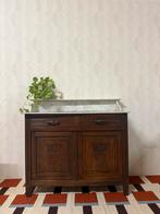 Vintage kast dressoir commode marmer blad antiek eikenhout, Ophalen
