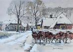 Jan Korthals (1916-1972) - Dorpsgezicht in de sneeuw, Ophalen of Verzenden