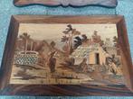 Houten wanddecoratie met ingelegd hout. Tafereel uit India, Ophalen