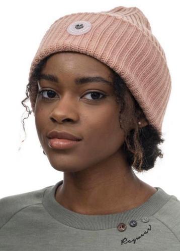 RAGWEAR vegan muts beanie gebreid ALFREDA REMAKE roze bruin beschikbaar voor biedingen
