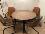 ronde eethoek met 4 stoelen, Huis en Inrichting, Complete eetkamers, Ophalen, Zo goed als nieuw, 4 tot 6 stoelen