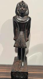 Oud zwart steen Egyptisch farao beeld met hierogliefen., Antiek en Kunst, Ophalen of Verzenden