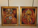 2 Schilderijen B. Long - Azteken, Antiek en Kunst, Ophalen