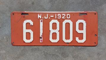 Kentekenplaat 1920 New Jersey USA Nummerplaat Nummerbord  beschikbaar voor biedingen