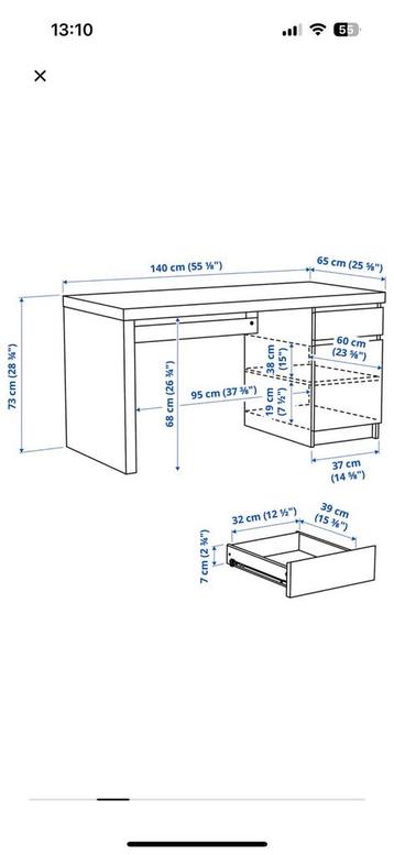 IKEA MALM bureau 2 jaar oud. - afbeelding 8