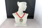 KORAAL ketting/oorhanger-set, Verzenden, Nieuw, Met edelsteen, Rood