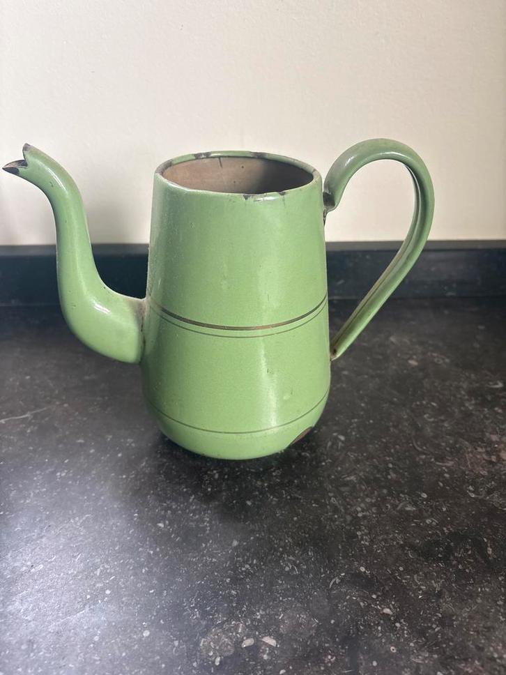 Vintage Emaille Koffiekan - Groen, Antiek en Kunst, Antiek | Emaille, Ophalen of Verzenden