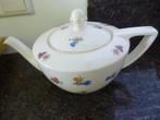 Petrus regout theepot met bloemen, wit porselein, Gebruikt, Verzenden, Overige typen, Overige stijlen