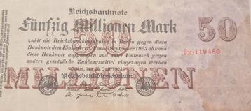 Reichsbanknote 50 Miljoen Mark 1923 beschikbaar voor biedingen