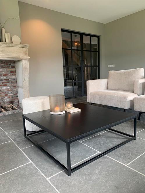 Salontafel landelijk staal hout stoer nieuwstaat, Huis en Inrichting, Tafels | Salontafels, Zo goed als nieuw, Minder dan 50 cm