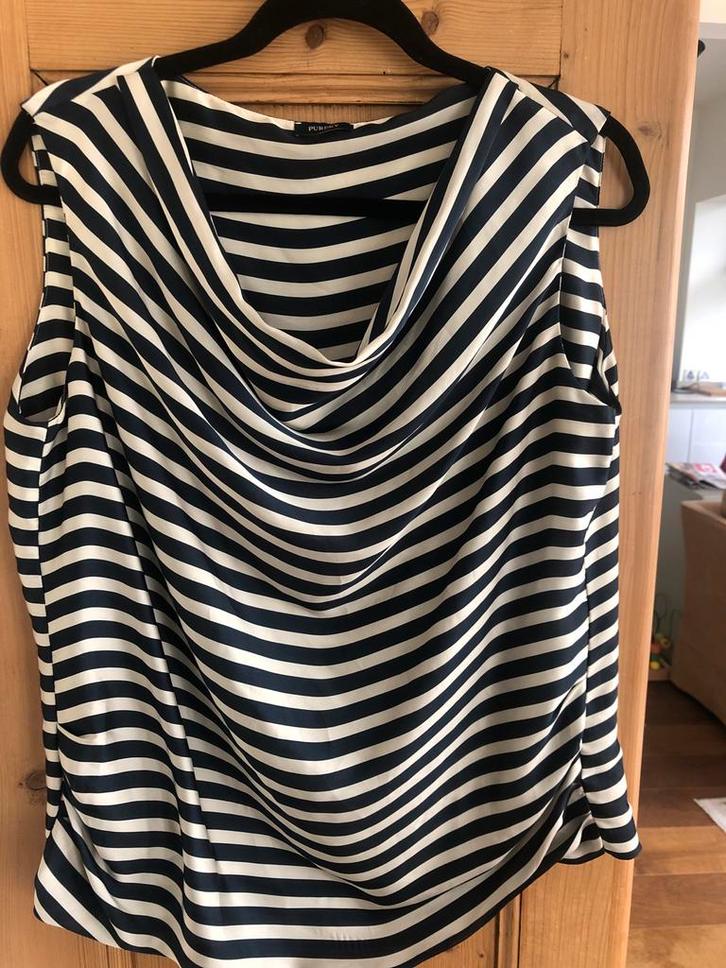Purdey Top Maat 40-42 Blauw/Ecru, Kleding | Dames, Blouses en Tunieken, Zo goed als nieuw, Maat 38/40 (M), Blauw, Verzenden