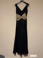 Galajurk glitter mer gouden strik laag op rug maat s/m, Galajurk, Zwart, Ophalen of Verzenden, Maat 36 (S)